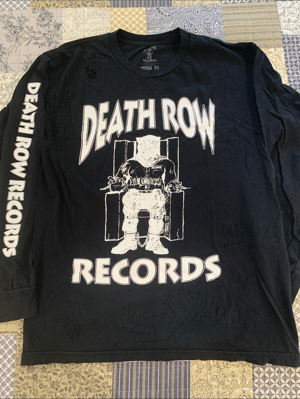Black Long-Sleeve Death Row Records Graphic Tee